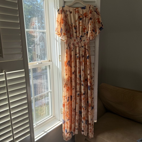 Baltic Born Floor Length Dress with Slit and Blue and Orange Floral Details - Picture 7 of 7